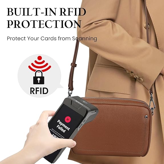 Genuine Leather Crossbody Bags for Women, Purses with Built in RFID Wallet Woman Camera Shoulder Bag Handbags