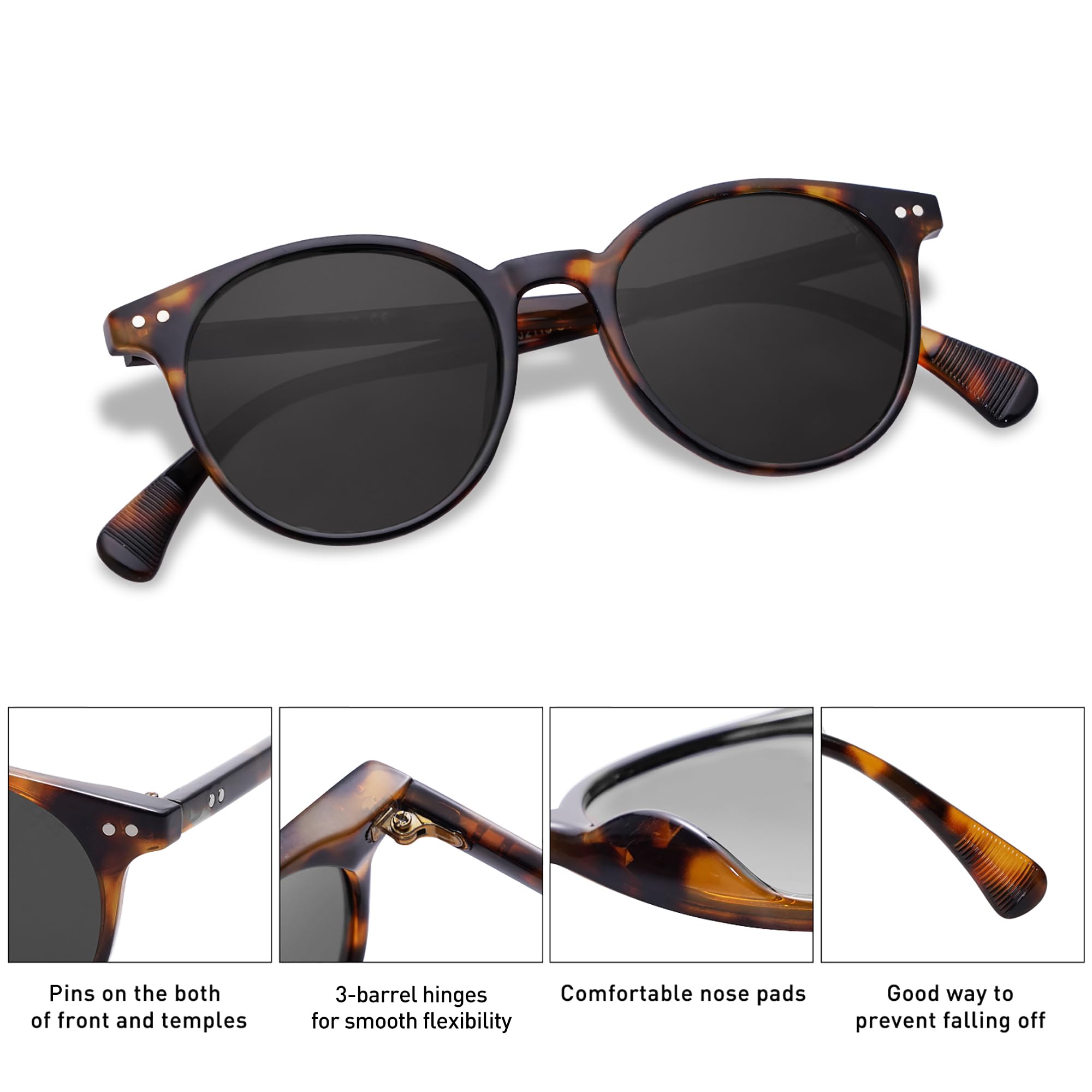 Small Round Classic Polarized Sunglasses for Women Men Vintage Style UV400 Lens SJ2113