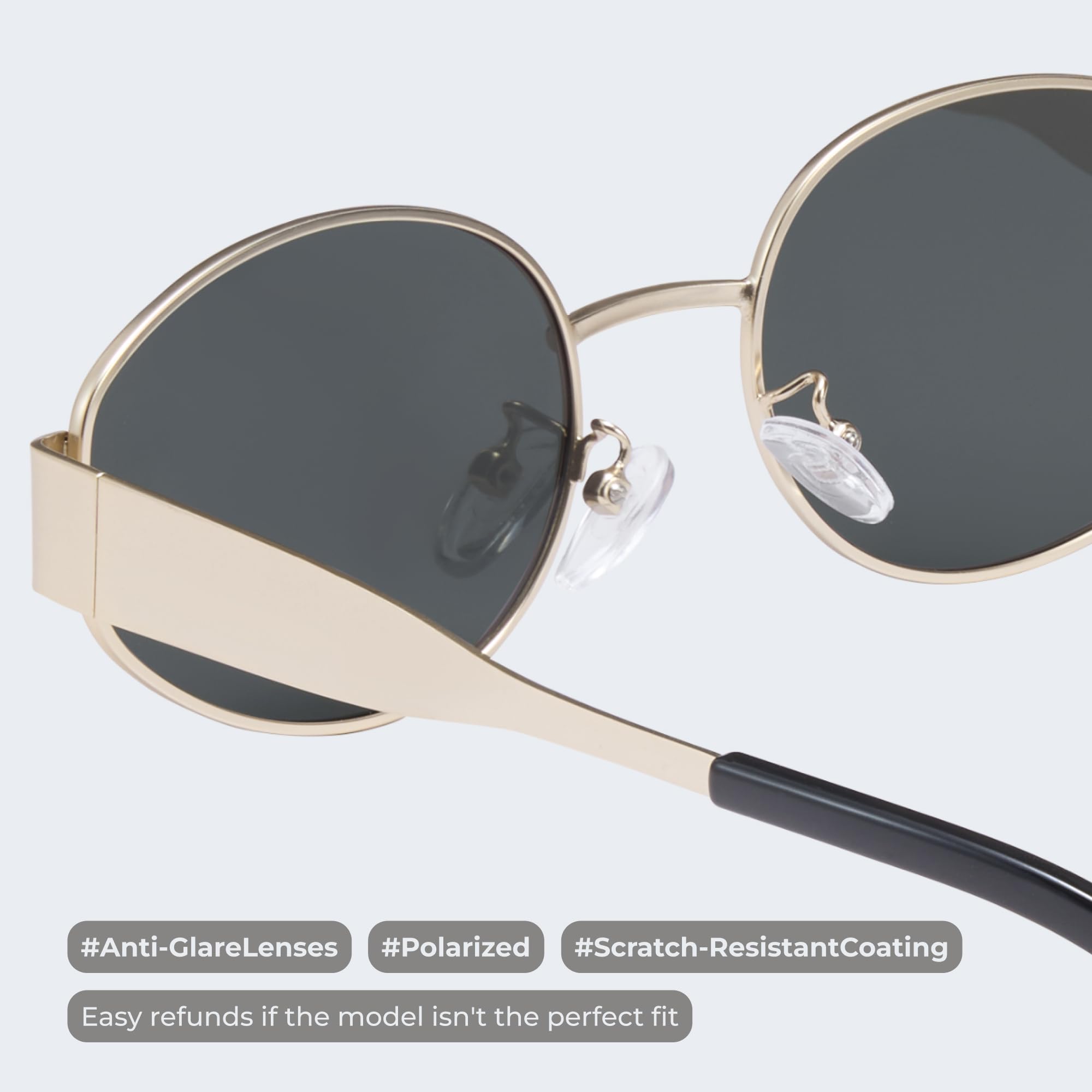 2025 Trendy Oval Sunglasses - Stylish Polarized Shades for Everyday - Retro Metal Frames
