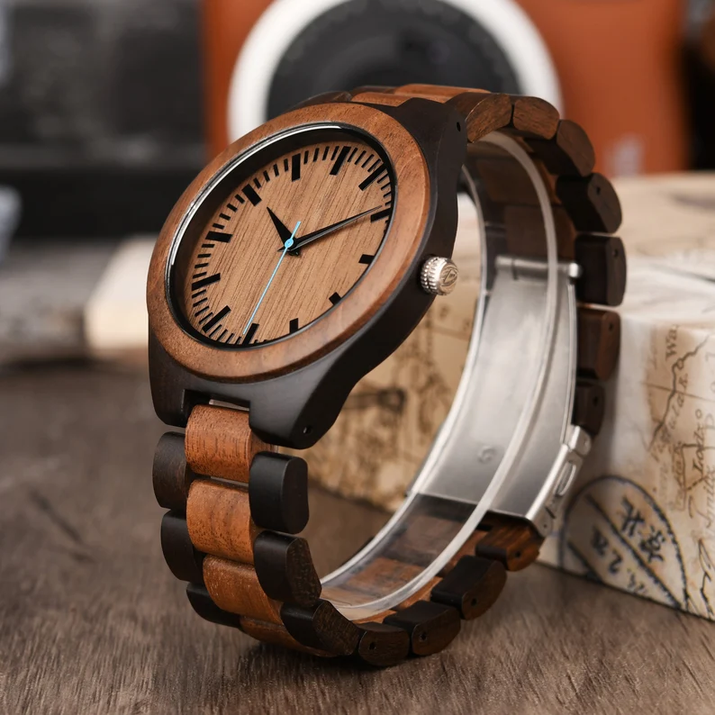 Men's Wood Watch, Custom Engraved Wood Watch, Anniversary Gift for Husband, Christmas Gift for Him, Birthday Gift for Dad Husband