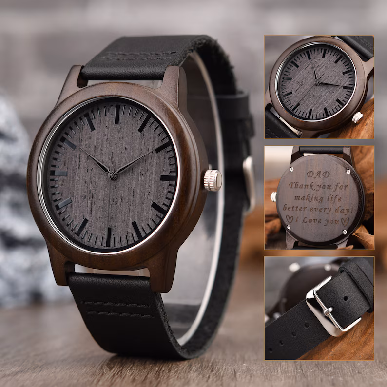 Wood Watch for Men, Custom Wood Watch, Personalized Wood Watch, Birthday Gift for Him, Christmas Gift for Dad Husband