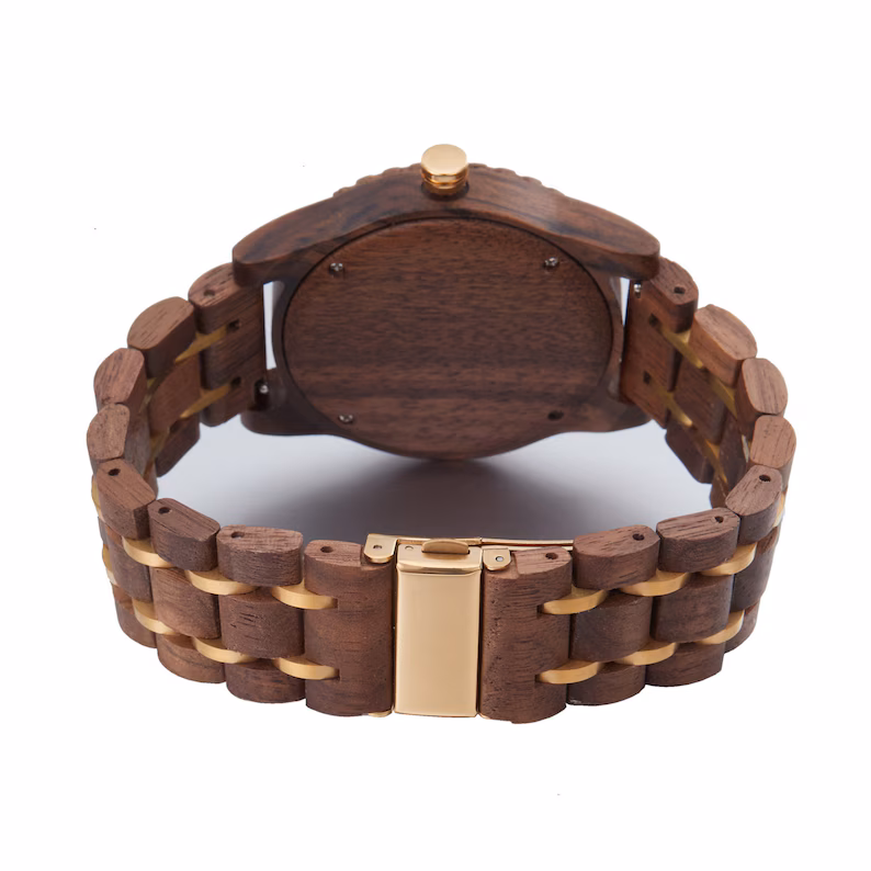 Men's Wood Watch, Engraved Watch, Personalized Watch for Him, Walnut Watch, 5th Anniversary Gift, Birthday Gift for Husband Dad